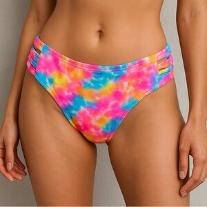 California Waves Women’s Bikini Bottom Tie-Dye Multicolor Size 16/18 NWT
